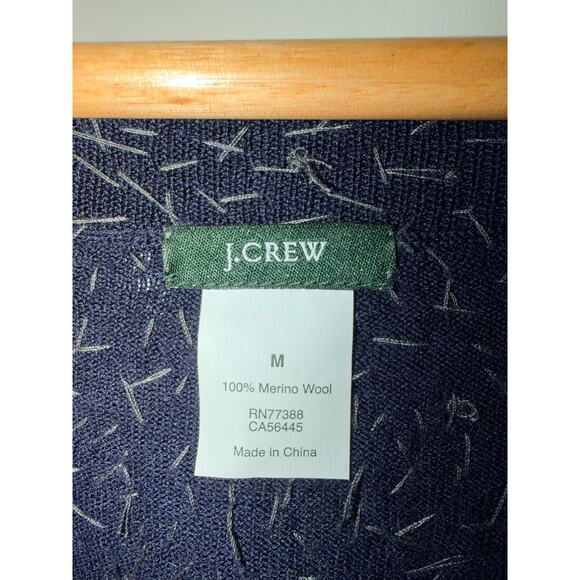 J.Crew 100% Wool Sequin Blouse Sweater 3/4 Sleeves Dark Blue, Navy Size Medium - Picture 7 of 9